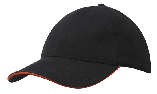 Brushed Heavy Cotton Cap w/ Sandwich Trim | AG4210 in Black & Orange